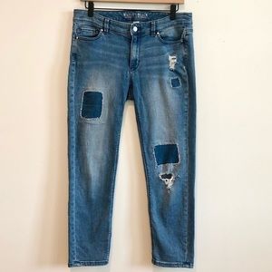 White House Black Market Slim Crop Patchwork Jeans
